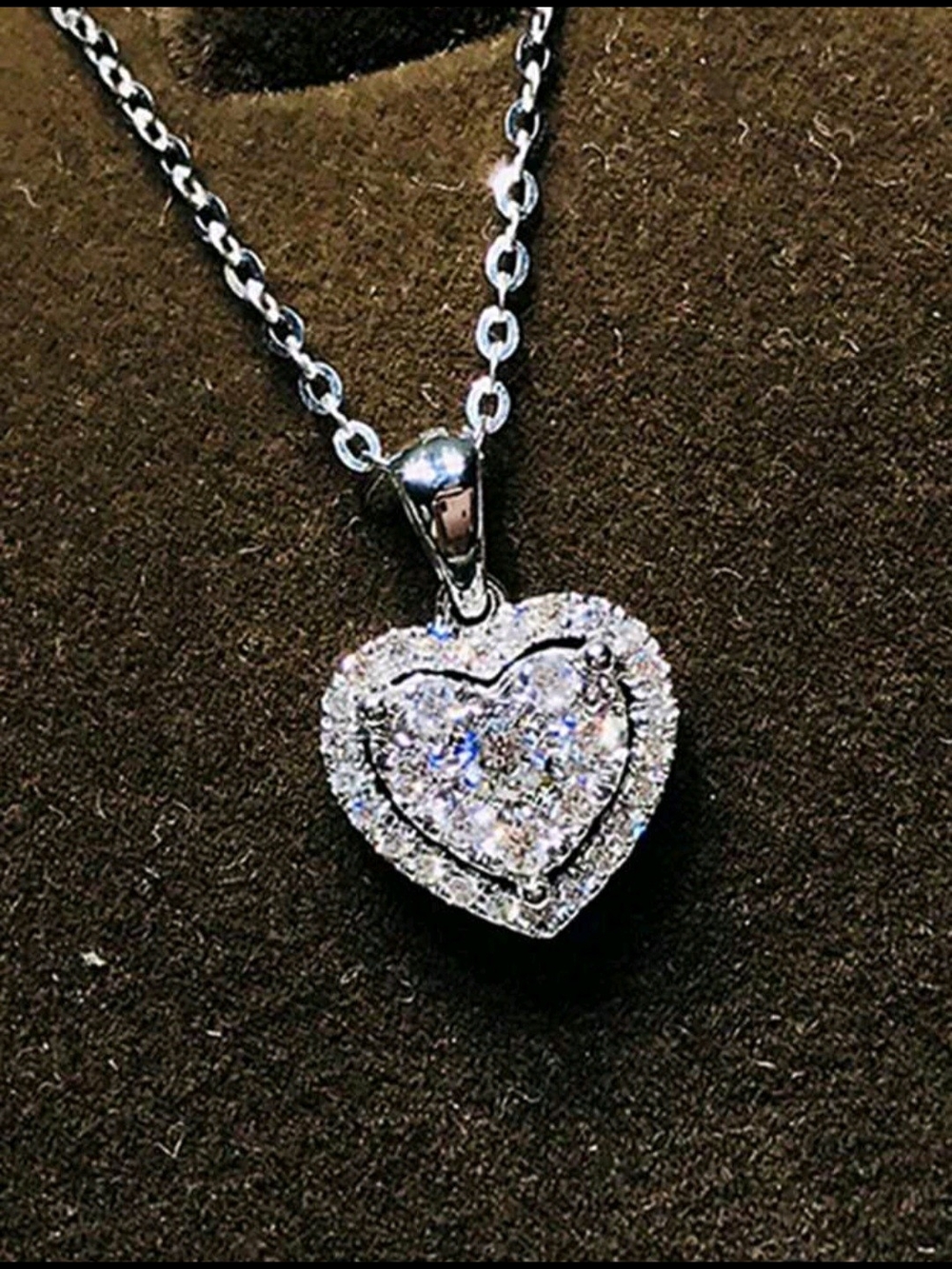 Heart Halo Pendant Necklace - Silver Crystal Heart